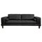 Armen Living Wynne Contemporary Sofa in Genuine Black Leather with Brown Wood Legs LCWY3BLACK - alternate 1